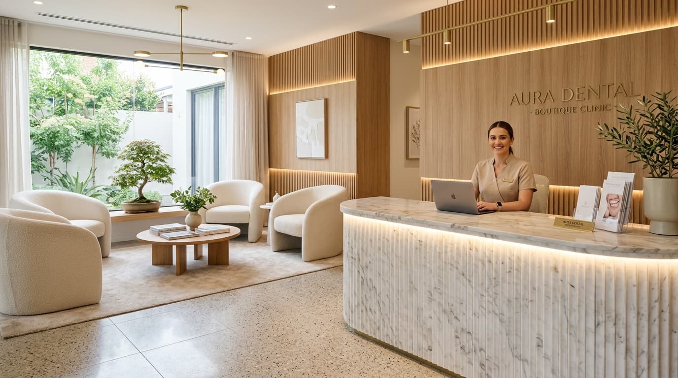 BrightSmile boutique patient lounge and concierge reception